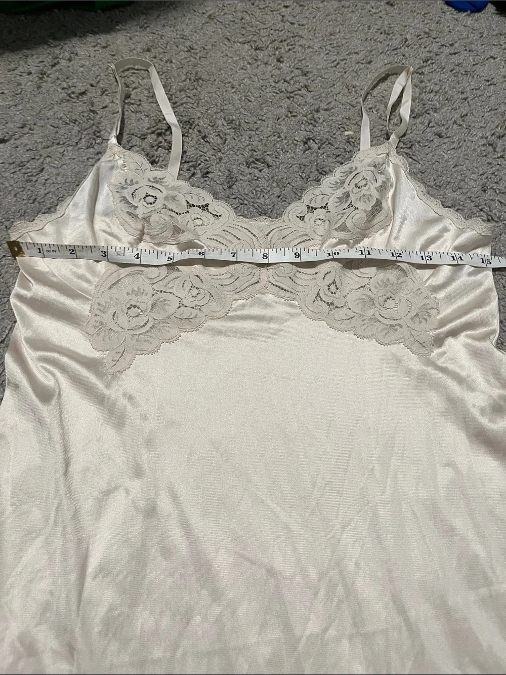 Vintage Vanity Fair Cream Lace-Trim Slip Dress Nightgown Feminine Cottagecore - Picture 9 of 10